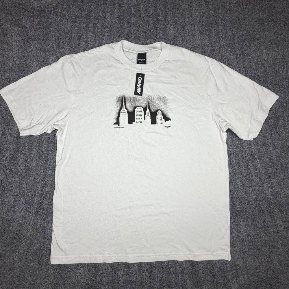 Only NY Skyline Graphic‎ T-Shirt Mens XL White Short Sleeve Cotton Streetwear